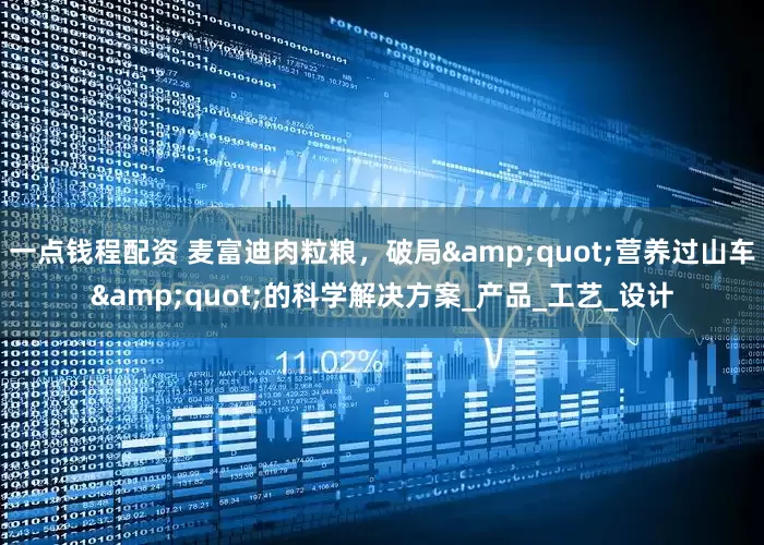 一点钱程配资 麦富迪肉粒粮，破局&quot;营养过山车&quot;的科学解决方案_产品_工艺_设计